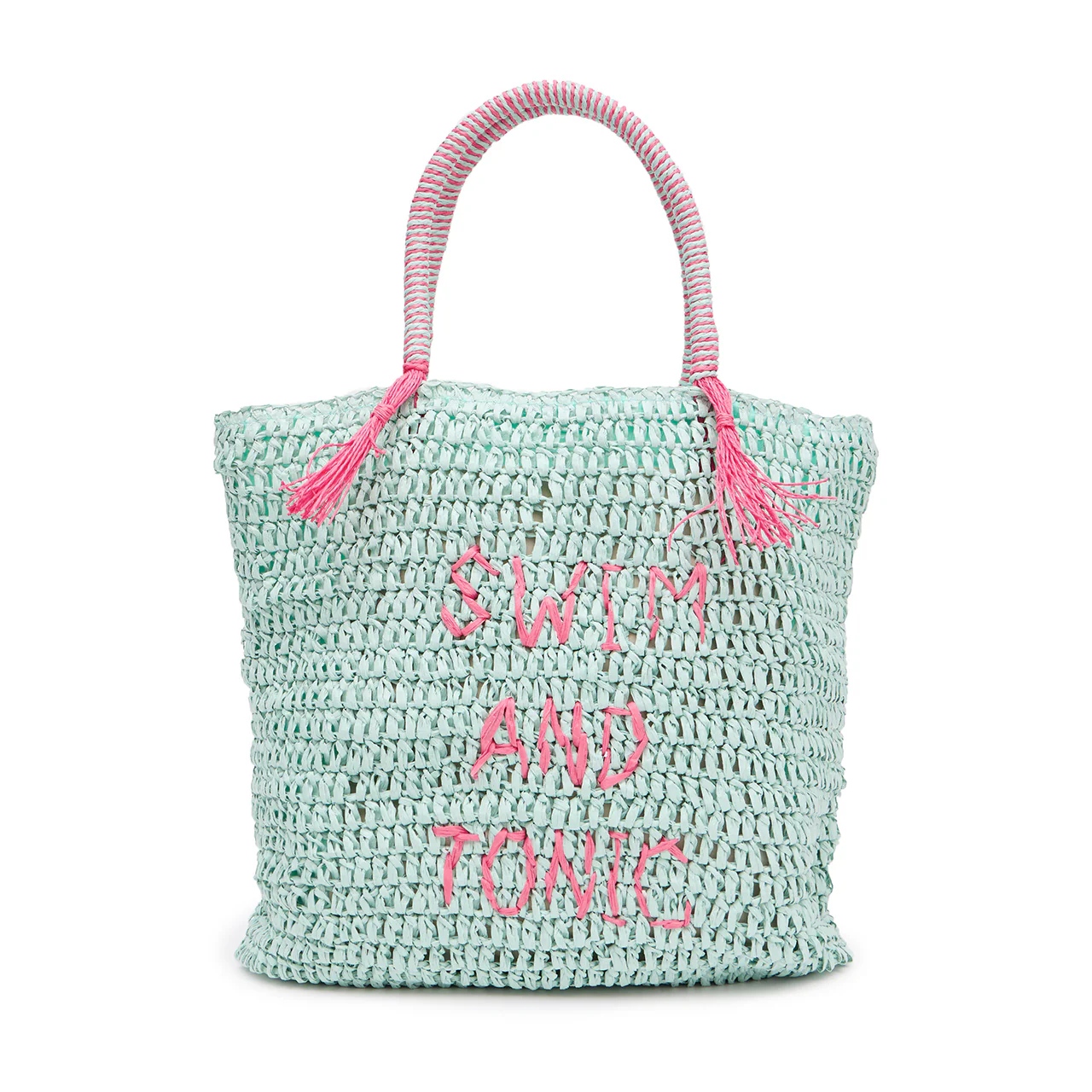 A-1602 Raffia Lettering Handle Bag - Image 2