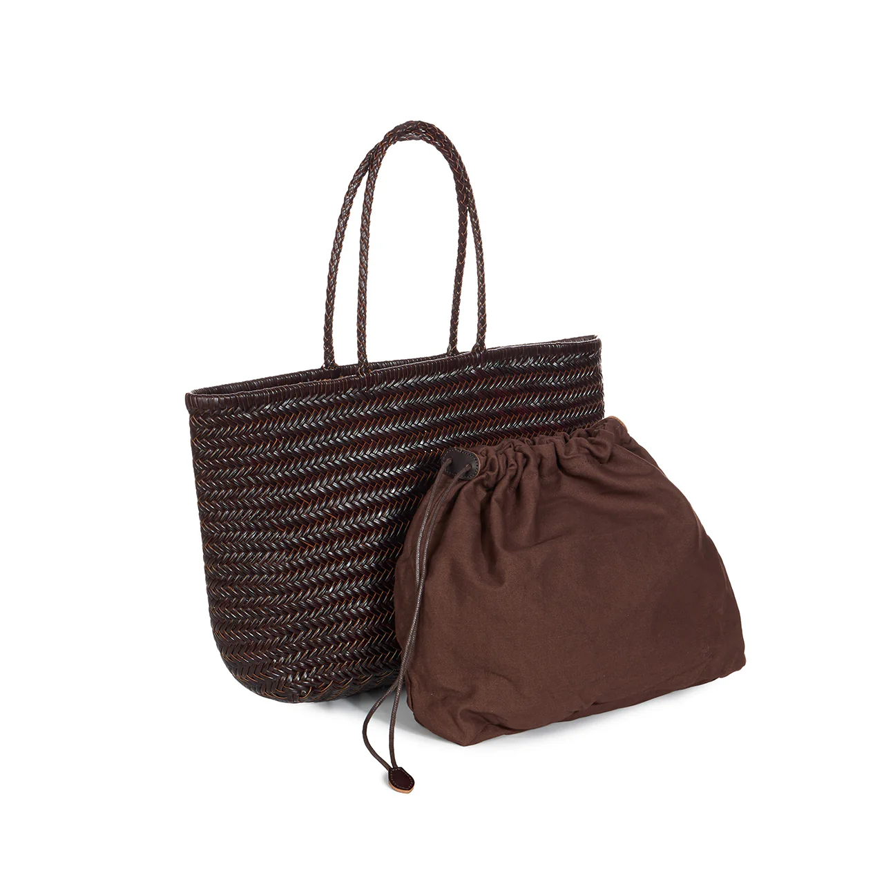 A-1707 Leather Rattan Shopper Bag - Image 2