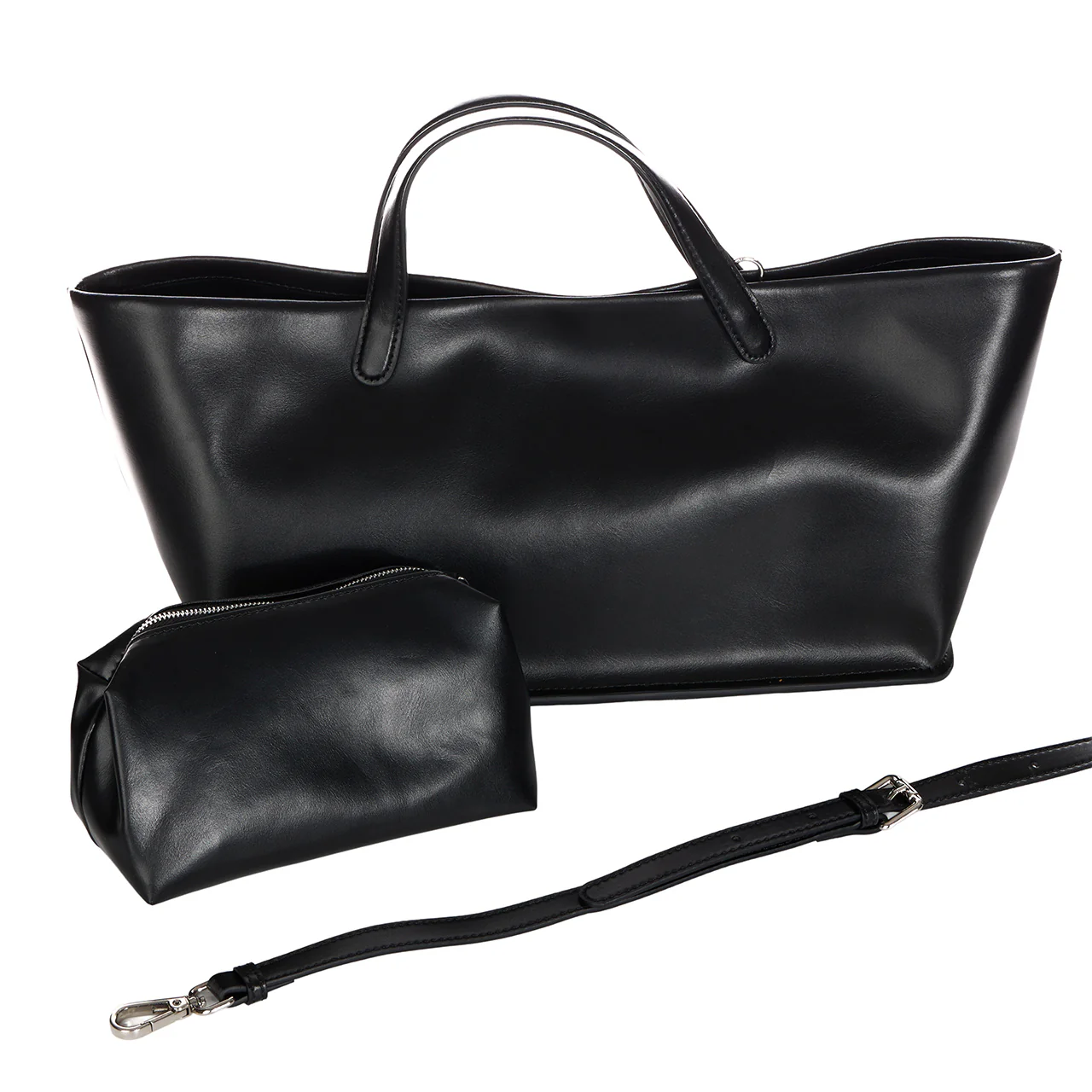 A-1722 Leather wide tote bag - Image 2