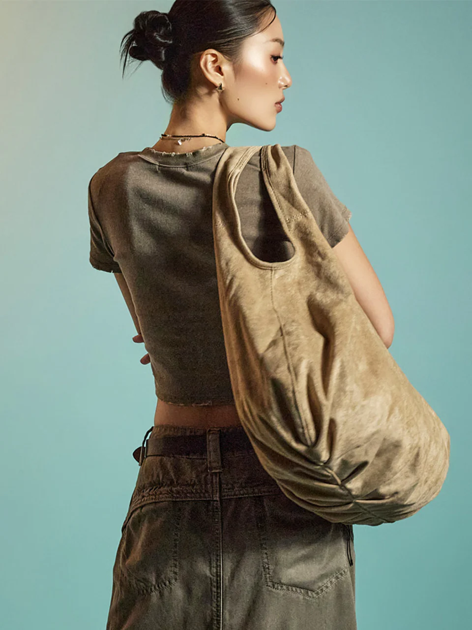 A-1754 Suede Shoulder Bag