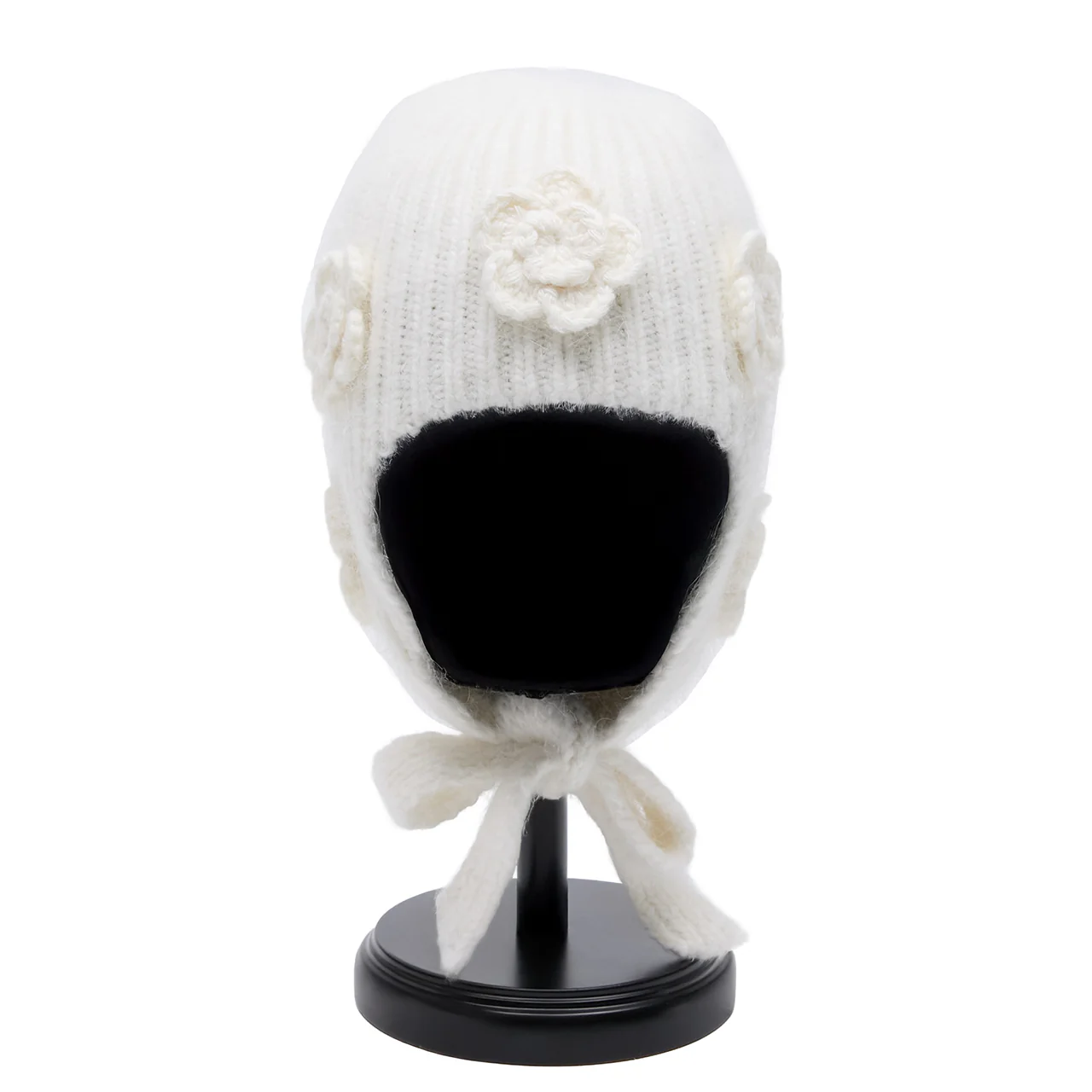 AC-867 Flower Knit Earflap Beanie - Image 2