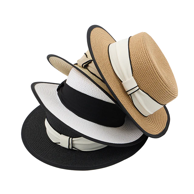 AC-898 Crown Color Block Boater Hat - Image 2