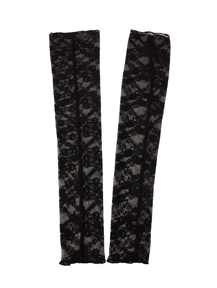 AH-185 Lace Sheer Fingerless Gloves