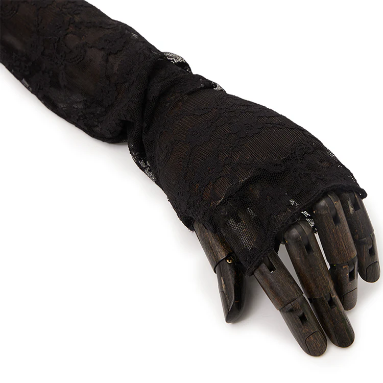 AH-185 Lace Sheer Fingerless Gloves - Image 2