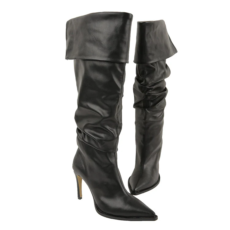 AR-2814 Shirring Two Way Knee-high Boots - Image 2