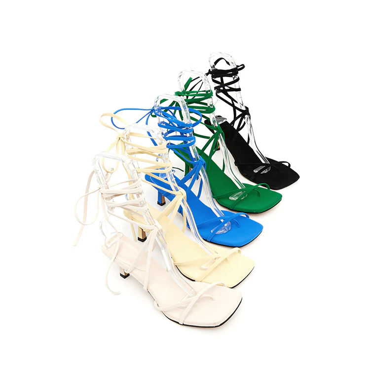 AR-2948 Thin Strappy Square Heeled Sandals - Image 2