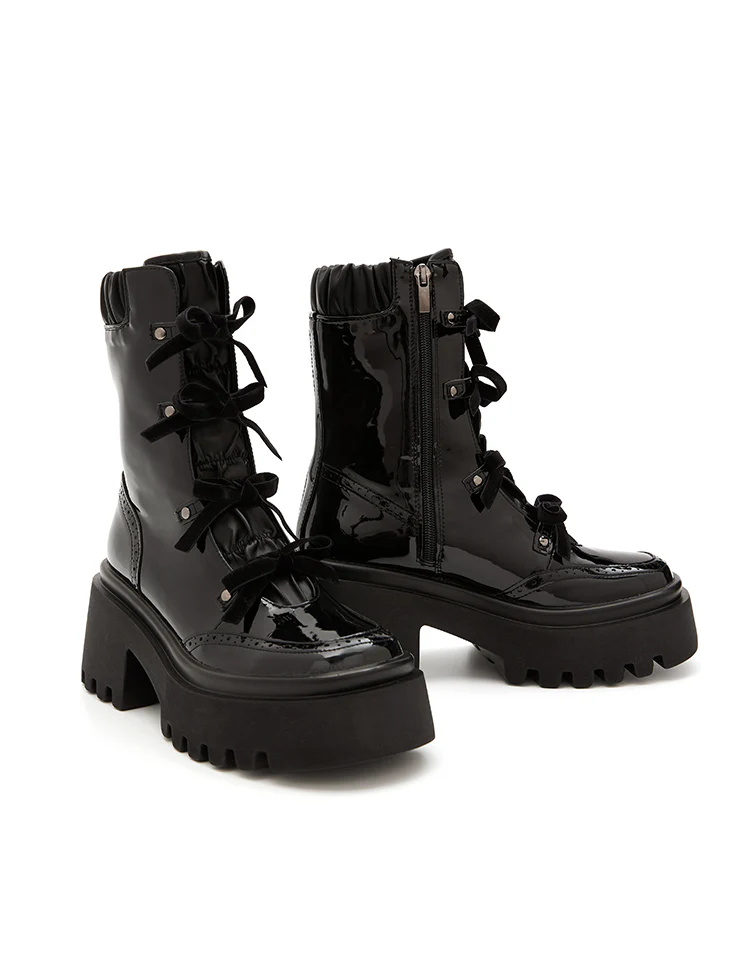 AR-3227 Patent Effect Leather Ribbon<br>High Boots