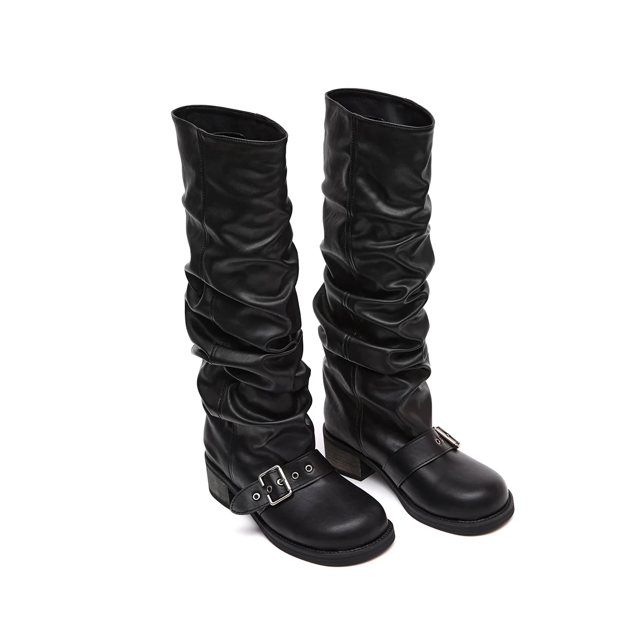 AR-3342 Shirring Buckle Long Boots - Image 2