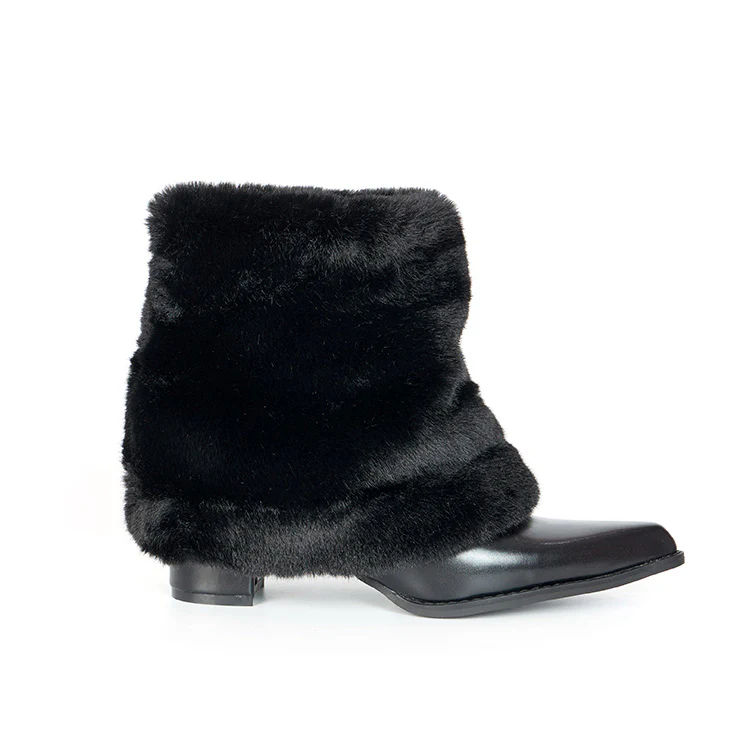 AR-3381 Fold Over Fur Ankle Boots - Image 2