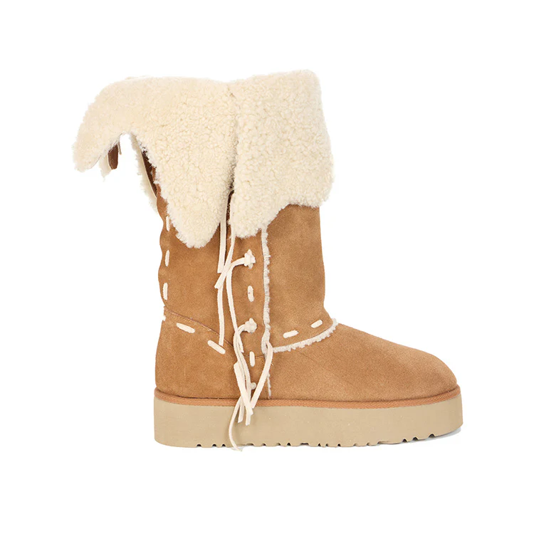 AR-3382 Suede Fur Middle Boots - Image 2