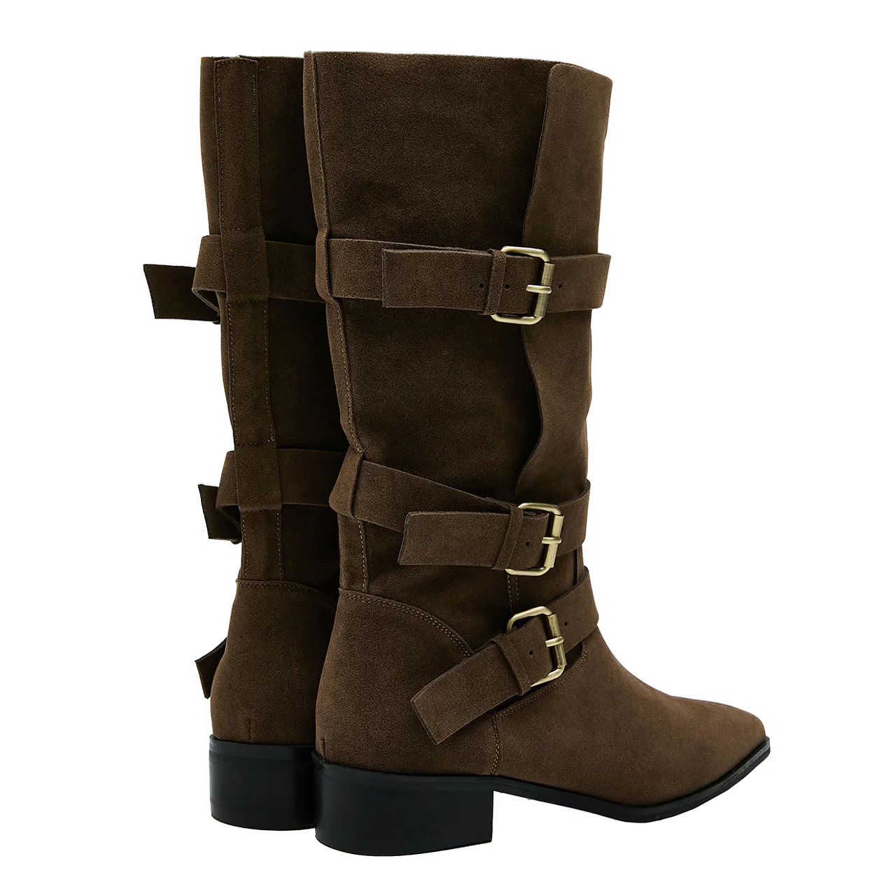 AR-3531 Suede Triple Buckle Mid-Calf Boots - Image 2