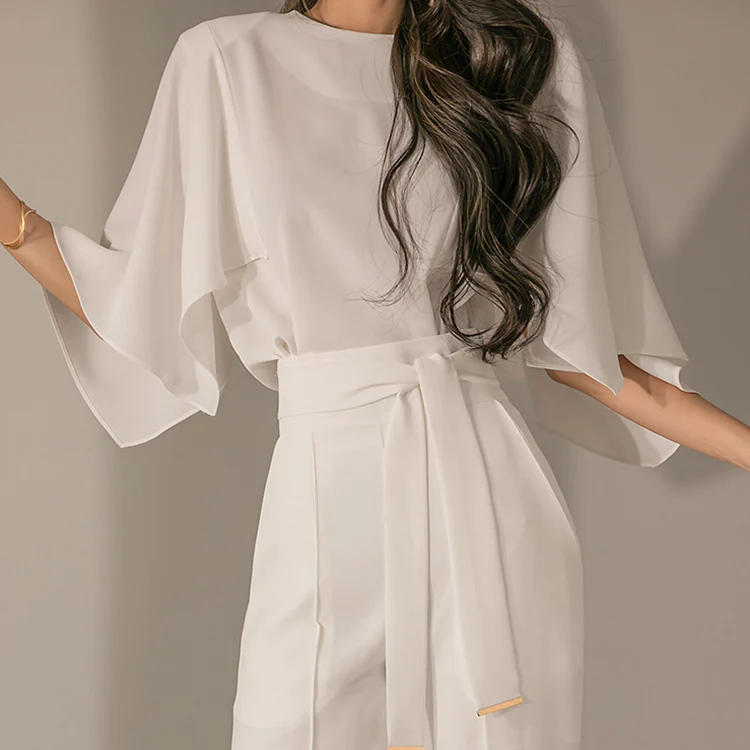 B2749 Sleeveless Cape Blouse - Image 2