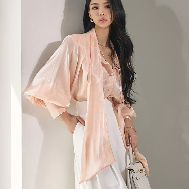 B2805 See-through Strap Organza Blouse - Image 2