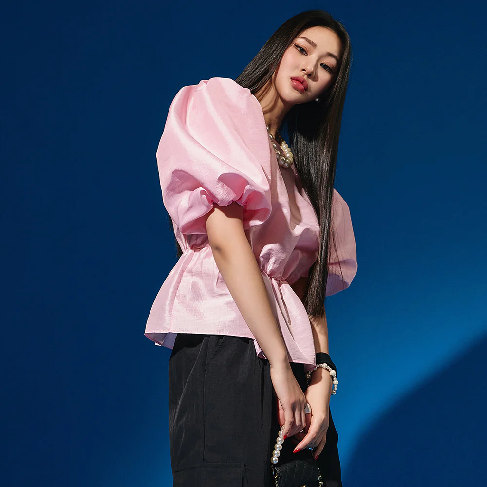 B2813 Puff Sleeve Bendable Blouse - Image 2