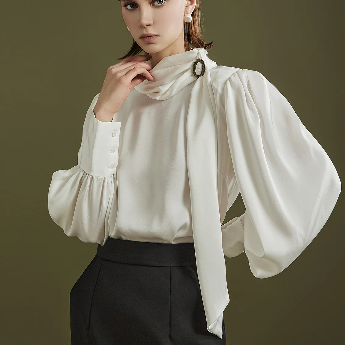 B2903 Cubic Scarf Blouse - Image 2