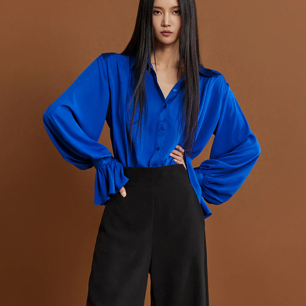 B2915 Satin Frill Blouse - Image 2