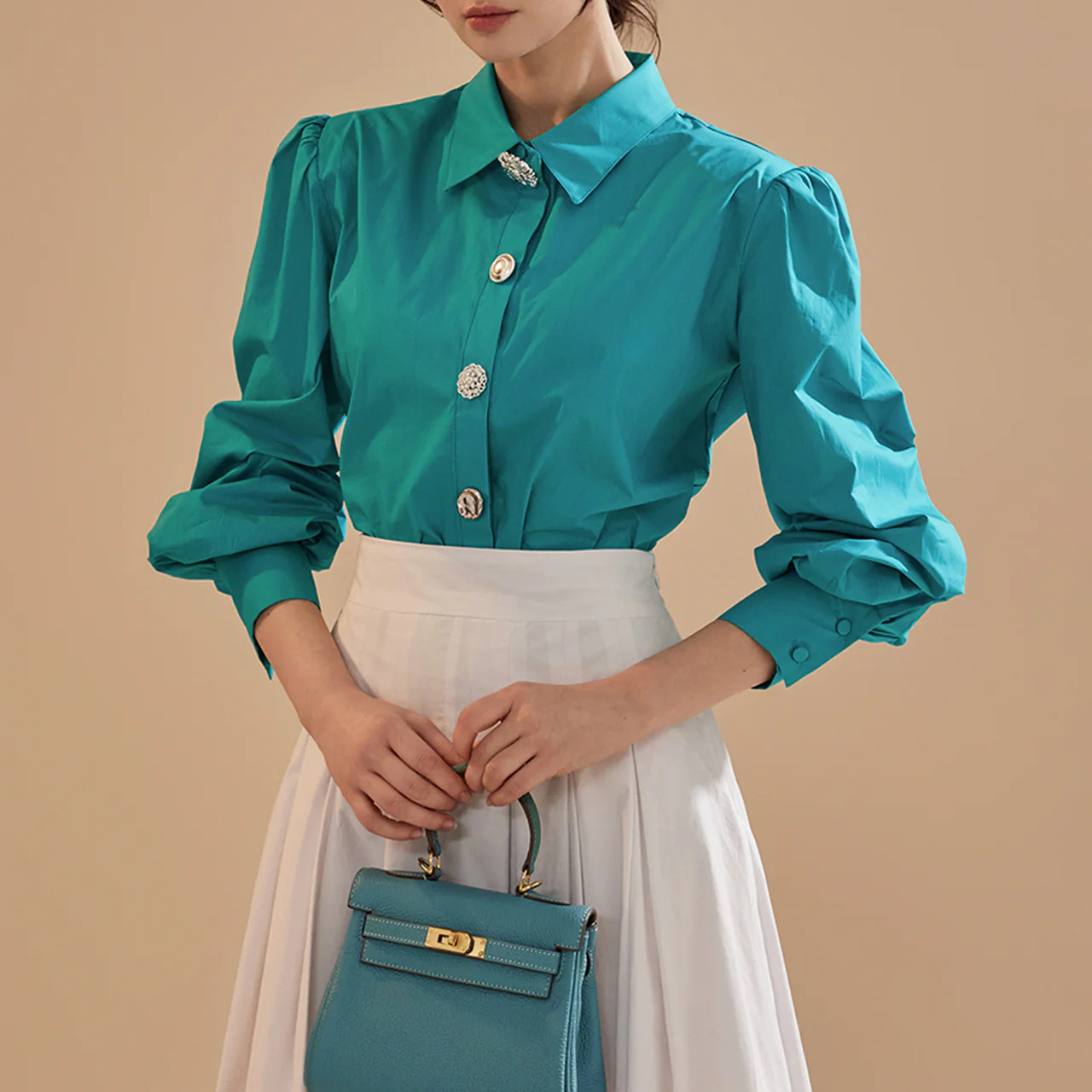 B2939 Jewelry Button Blouse - Image 2