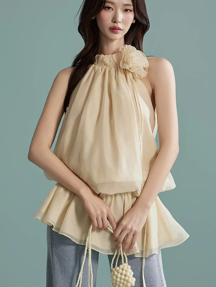 B2953 Corsage Blouse Set