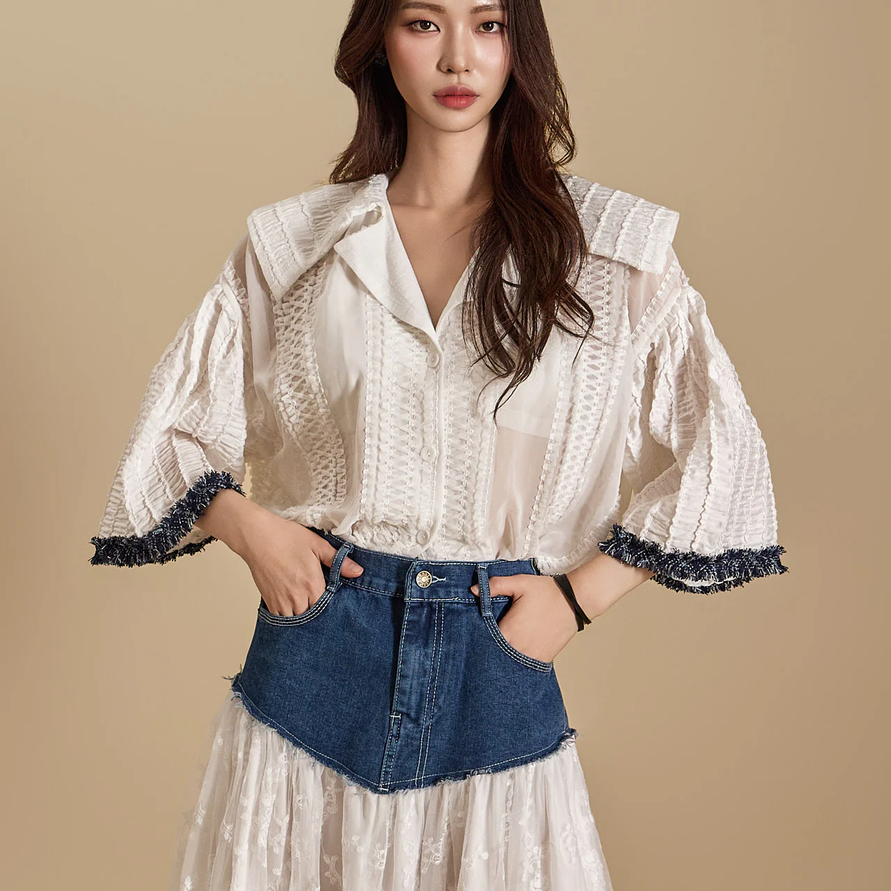 B2994 Sailor Collar Blouse - Image 2