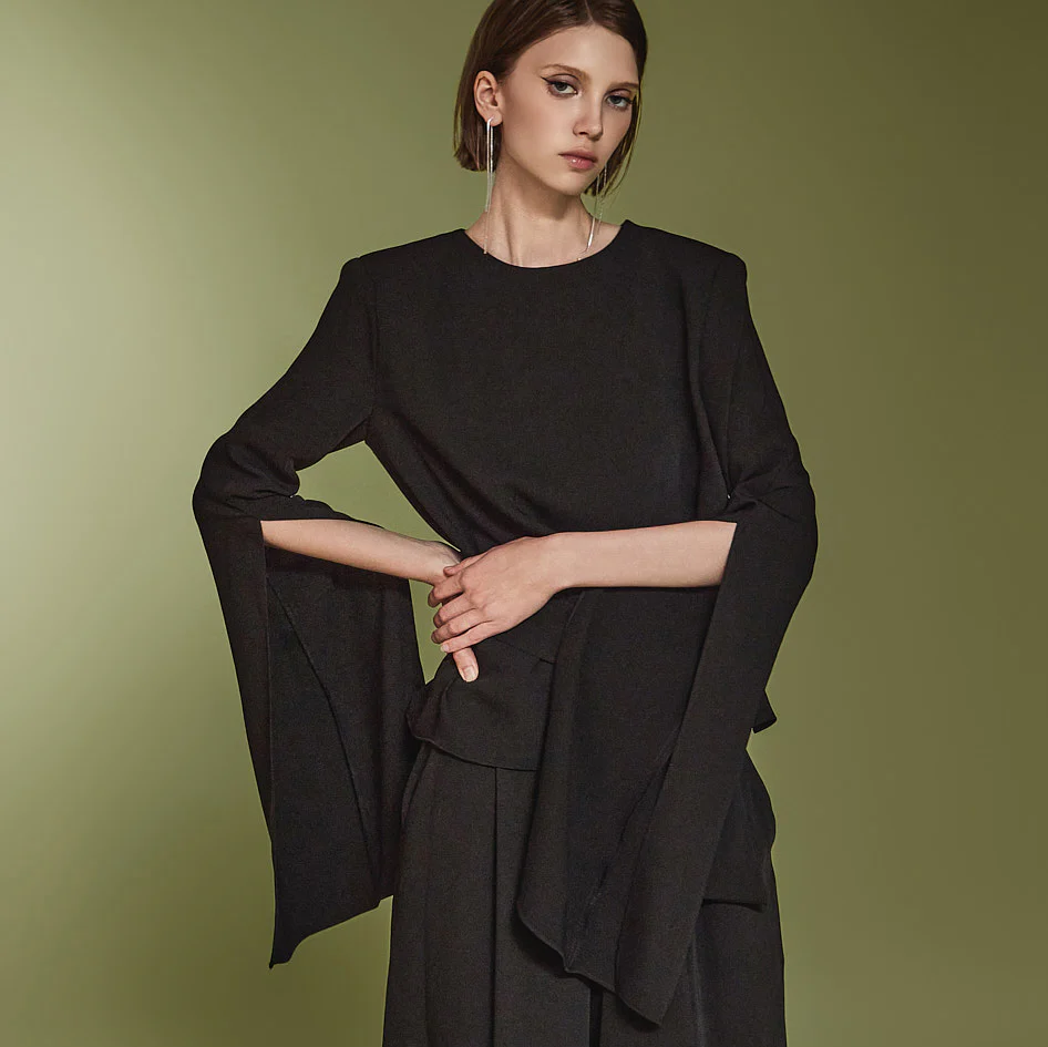 B3005 Slit Blouse with Strap - Image 2