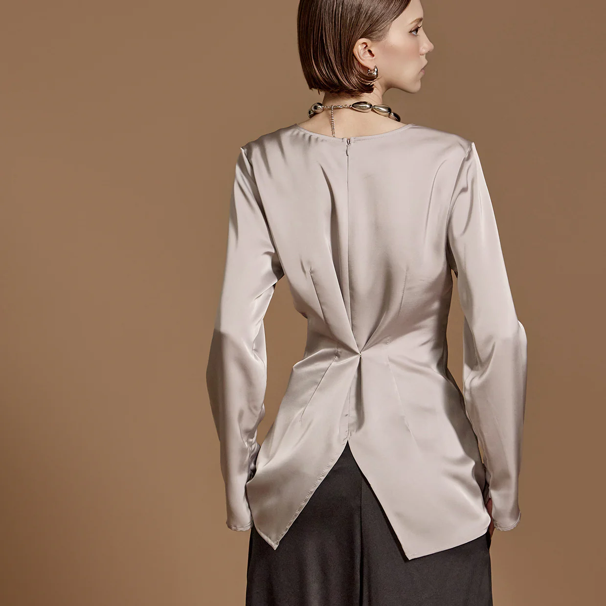 B3012 Satin Pintuck Blouse - Image 2