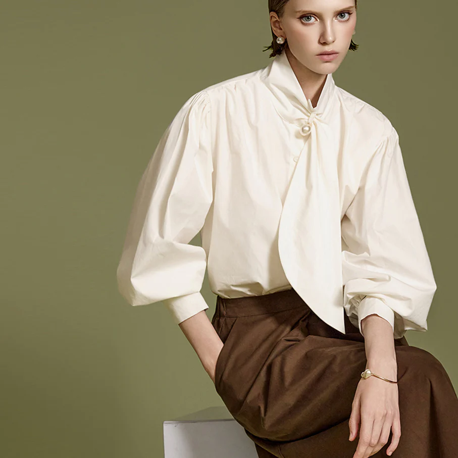 B3013 Pearl Neck Blouse - Image 2