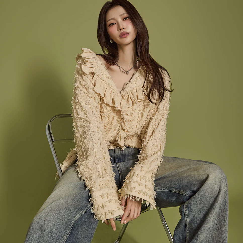 B3014 Frill Fringe Blouse - Image 2