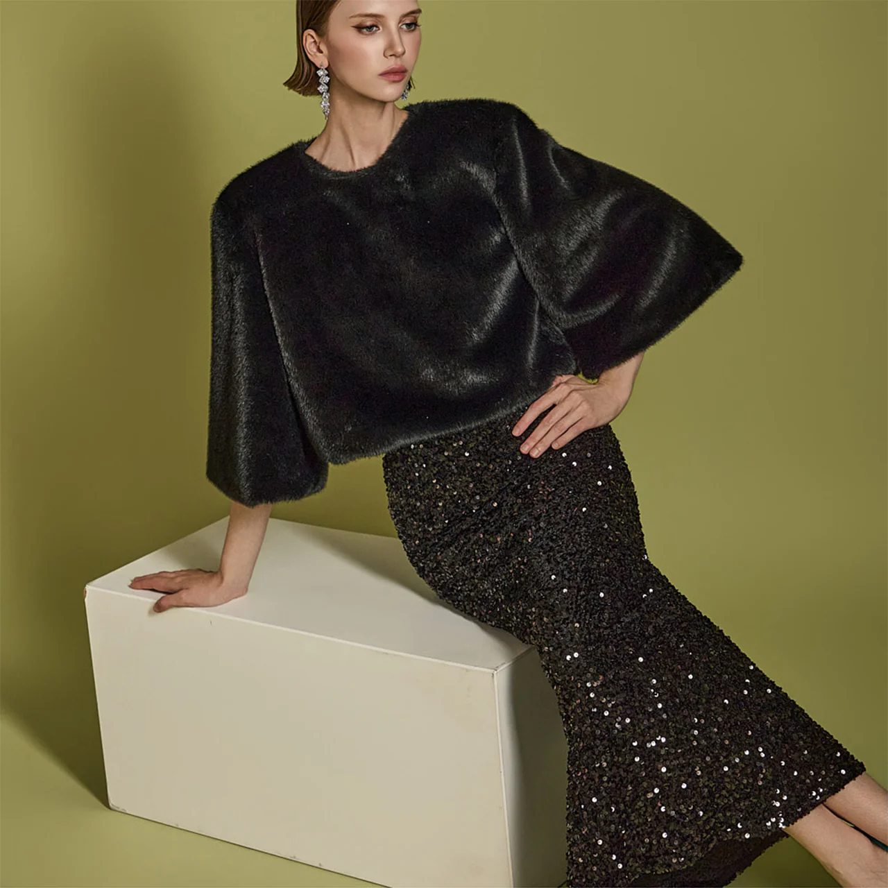 B3021 Faux Fur Blouse - Image 2