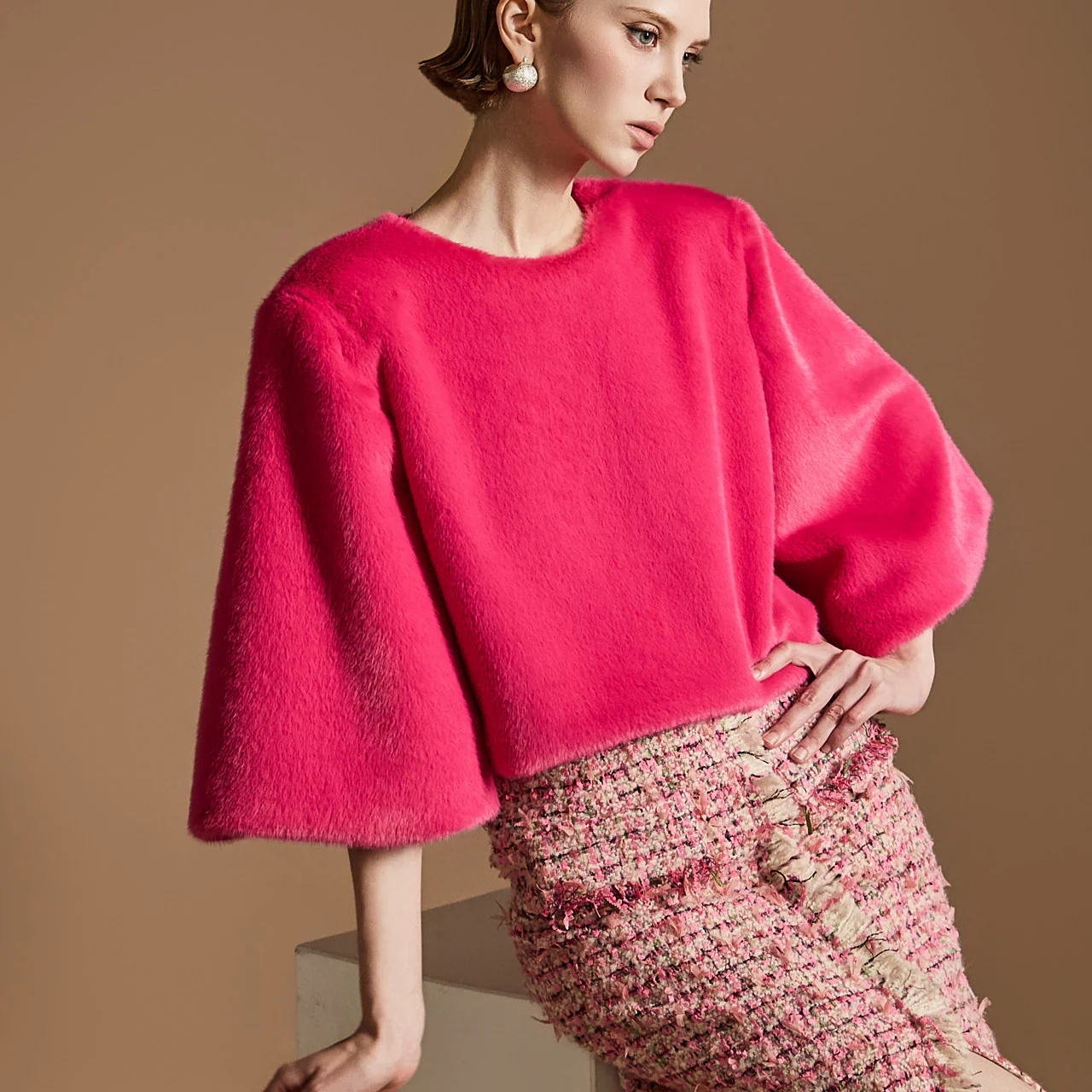 B3021 Faux Fur Blouse - Image 2