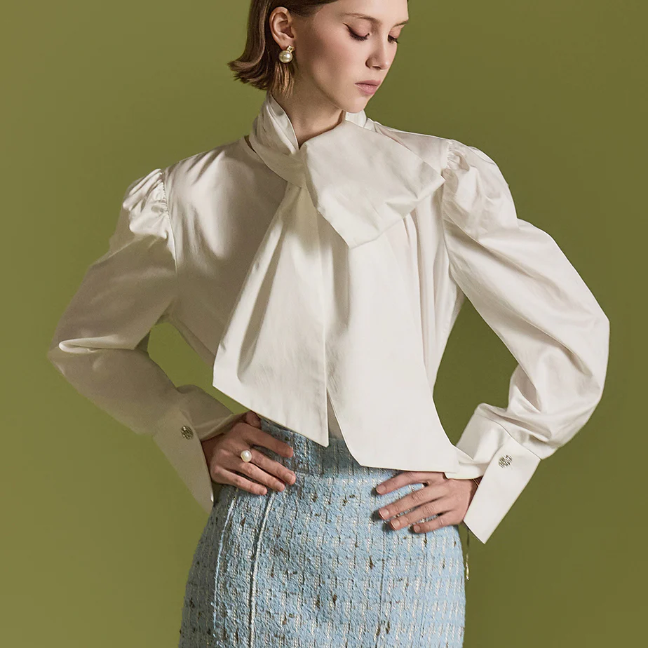 B3028 Blouse With Scarf - Image 2