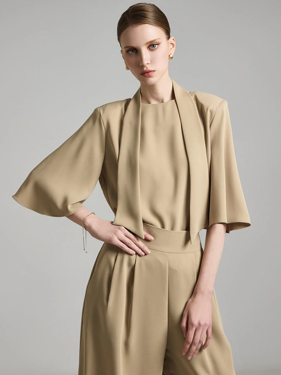 B3042 Blouse with Scarf