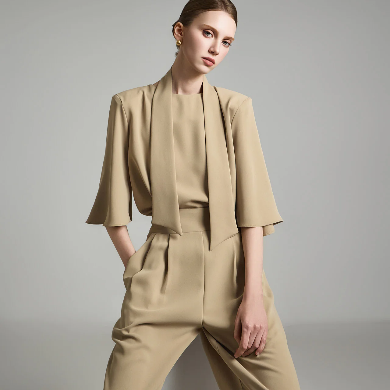 B3042 Blouse with Scarf - Image 2