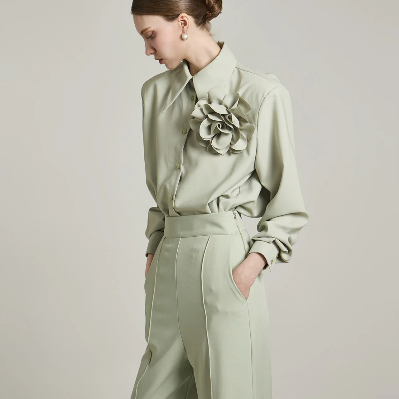 B3044 Blouse with Corsage - Image 2