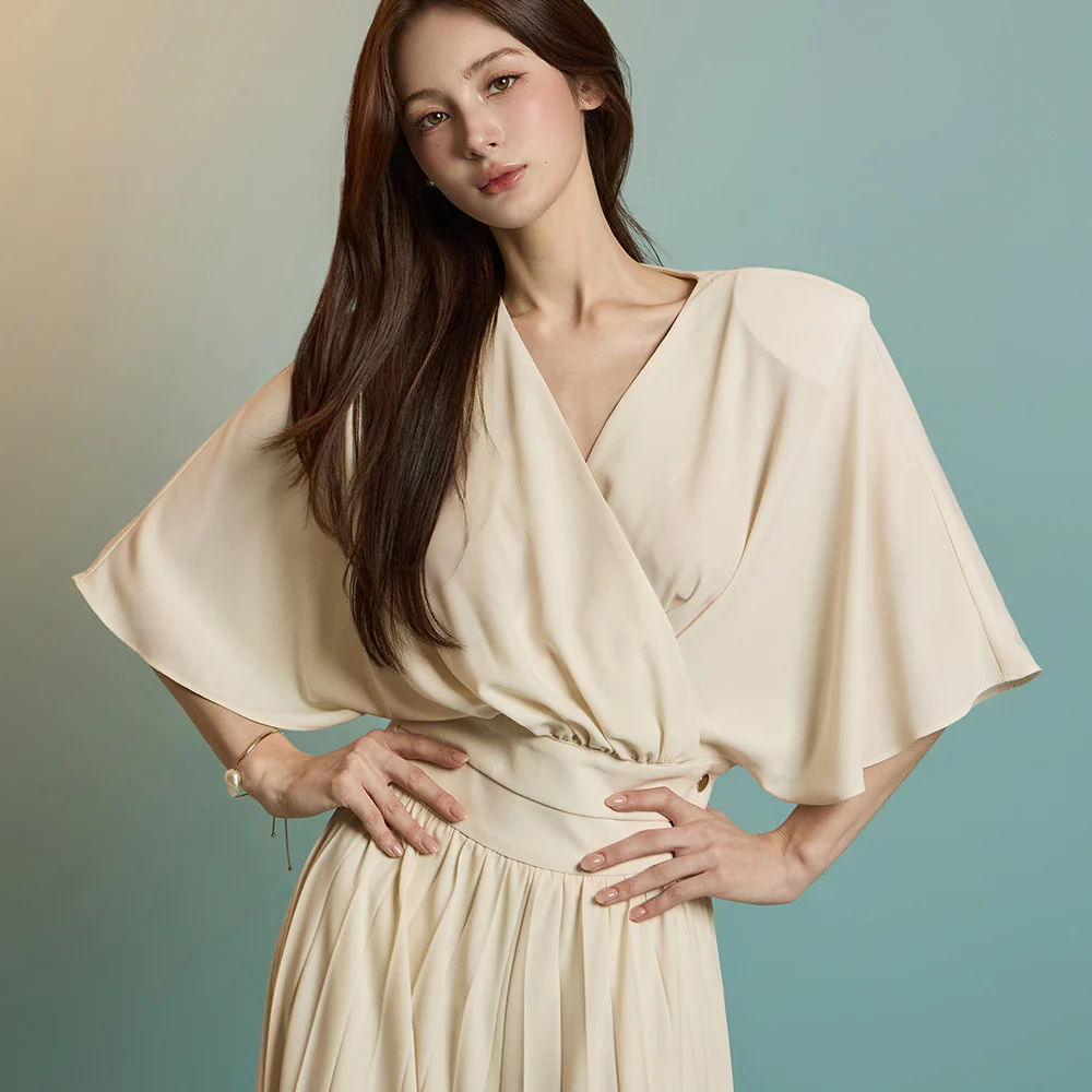 B3068 Wrap Shirring Blouse - Image 2