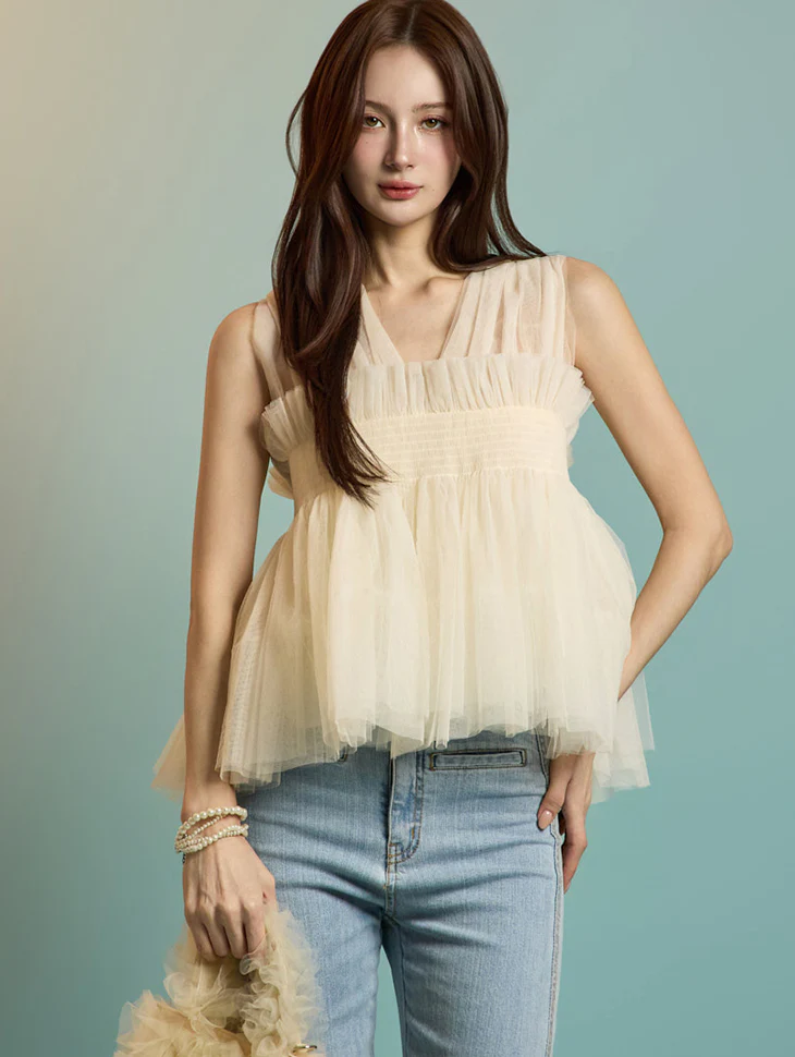 B3076 Tulle Blouse
