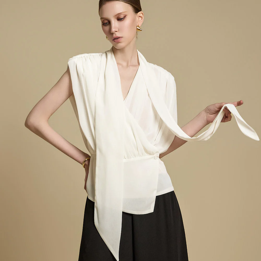 B3095 Scarf Wrap Blouse - Image 2