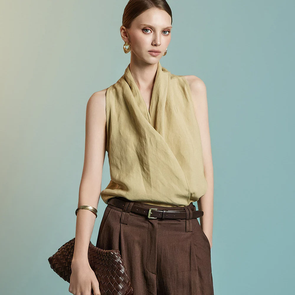 B3109 Linen Halterneck Blouse - Image 2