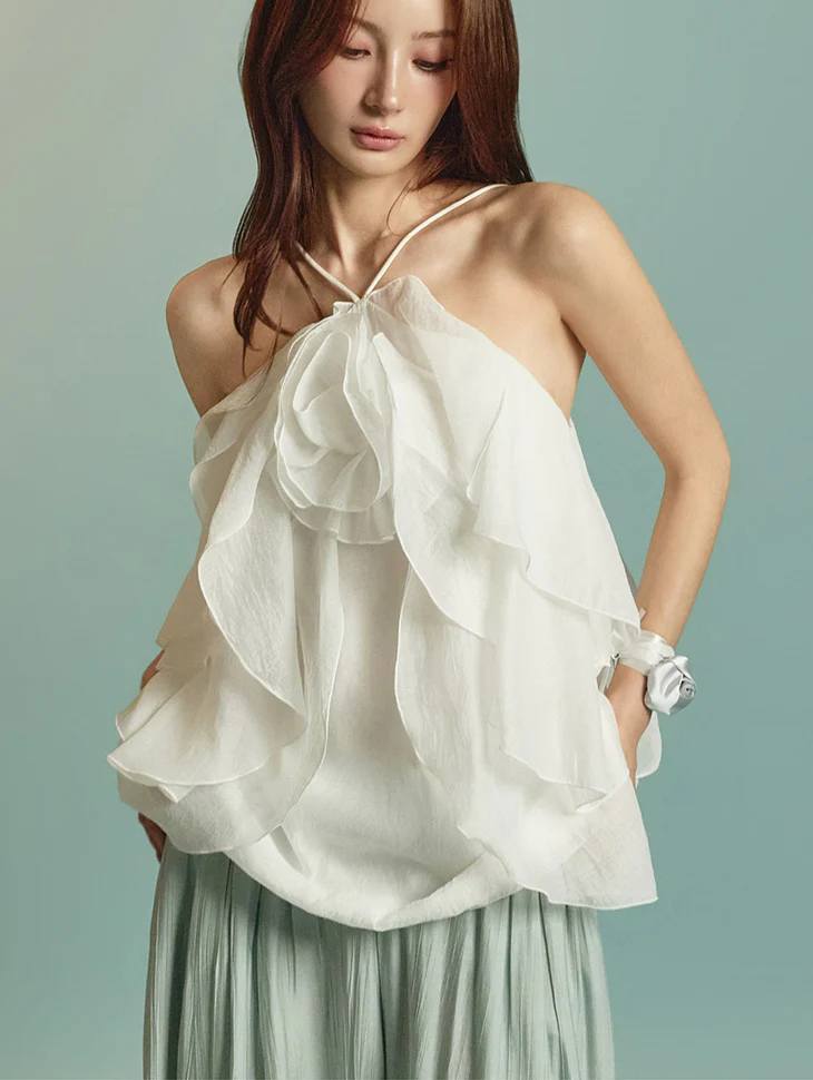 B3120 Ruffle Halterneck Blouse