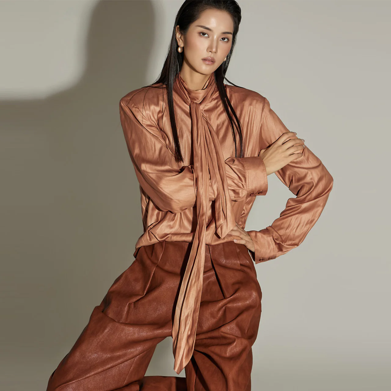 B3135 Blouse with Scarf - Image 2