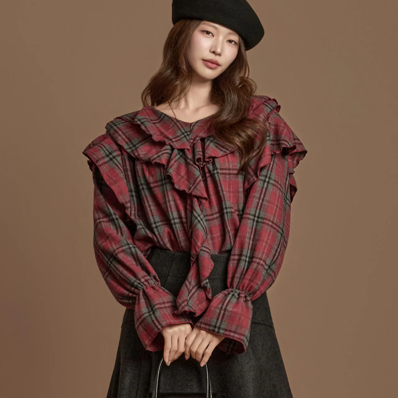 B3153 Check Frill Blouse - Image 2