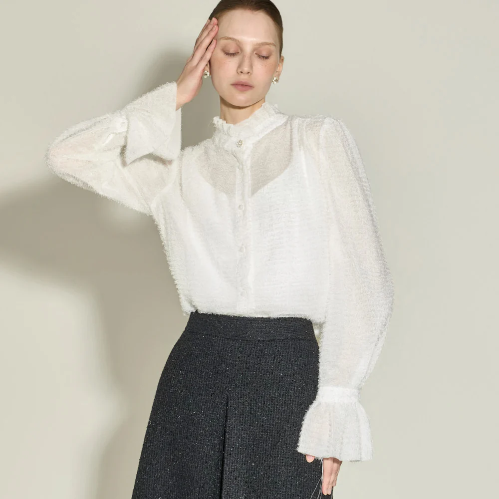 B3163 Frill High Neck Blouse - Image 2