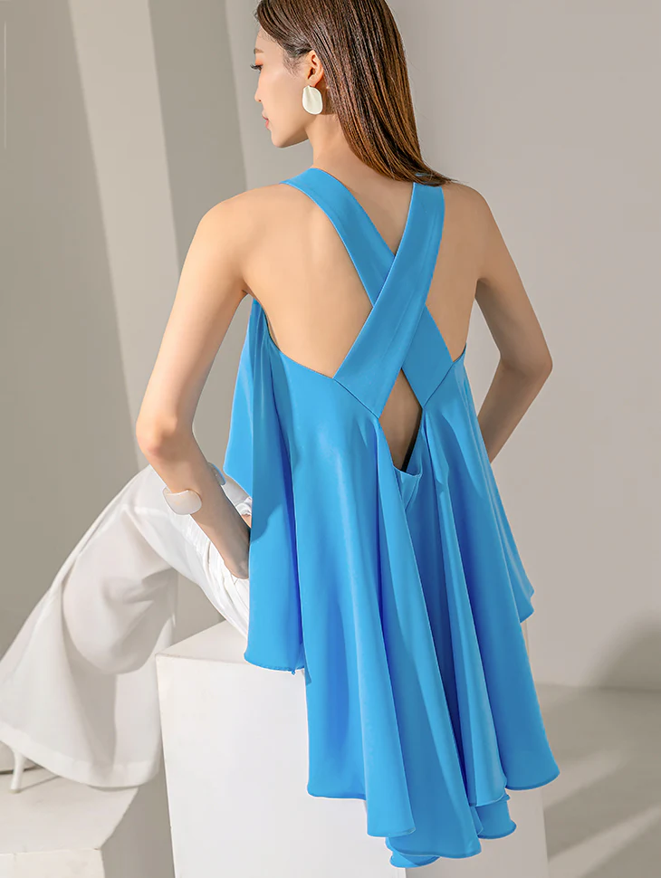 B9132 Pin tuck Sleeveless Blouse