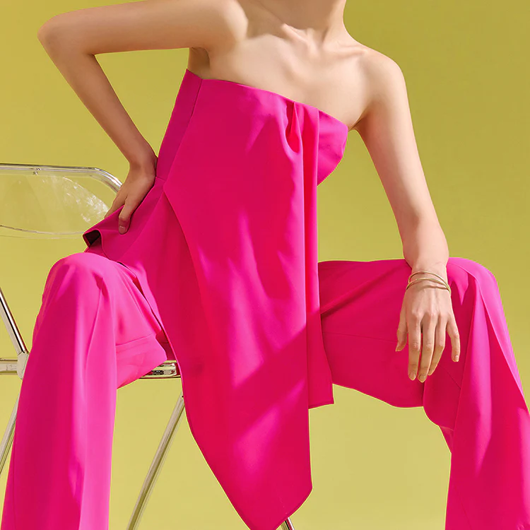 B9152 Tie Layered Tube Top Frill Blouse - Image 2