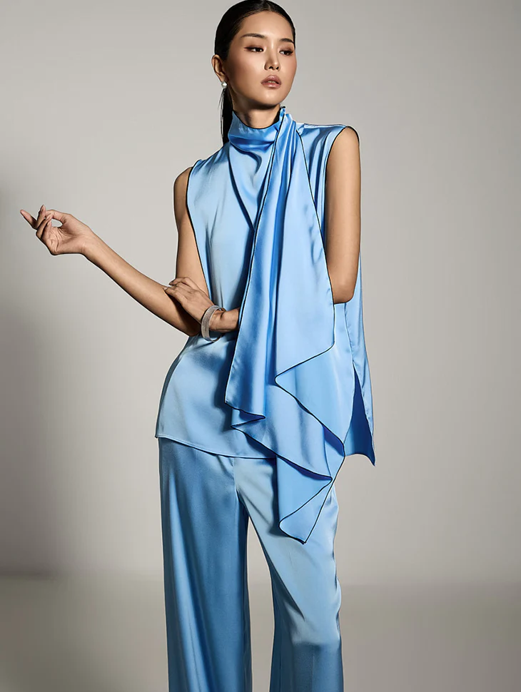B9195 Satin Sleeveless Blouse