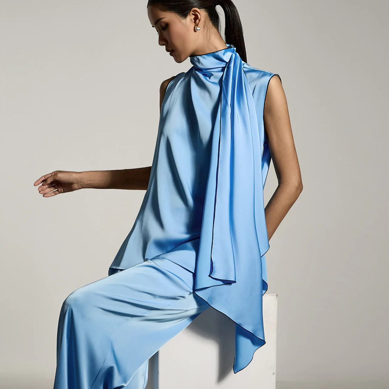 B9195 Satin Sleeveless Blouse - Image 2