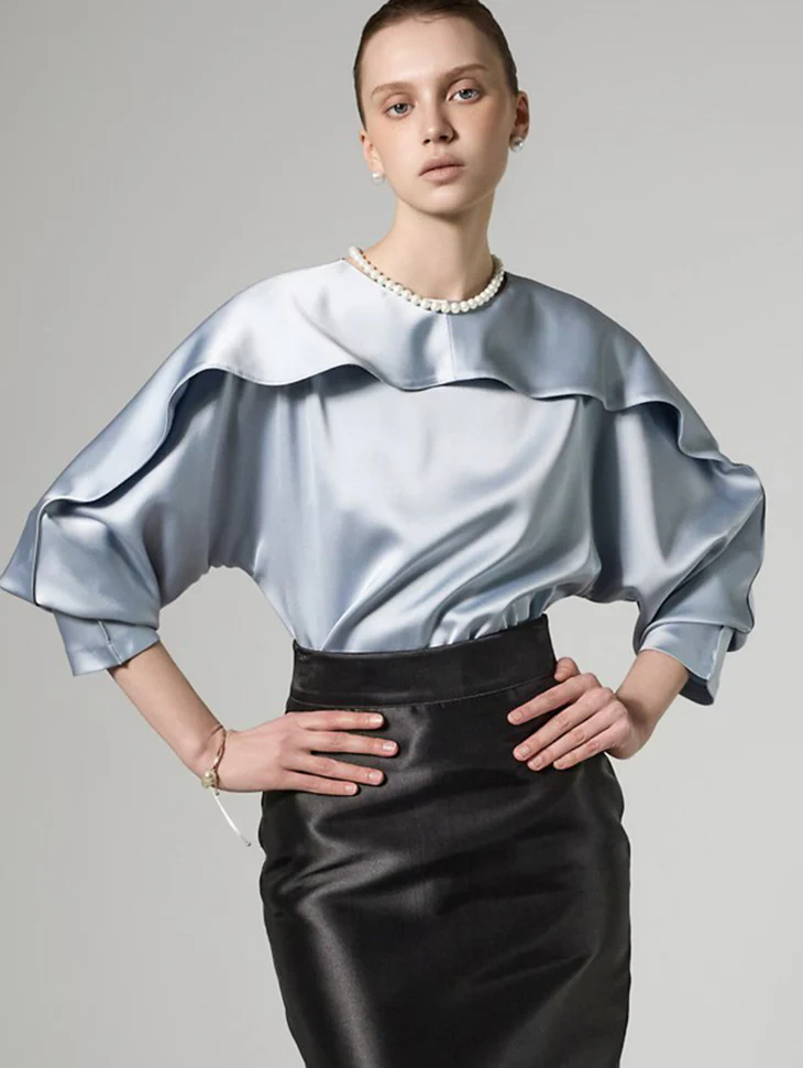 B9207 Frill Neck Blouse