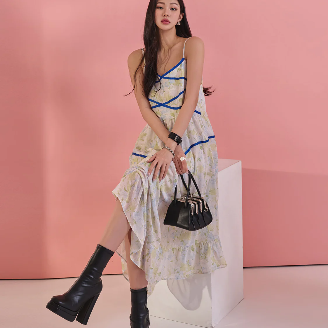 D4650 Printing Taping Sleeveless Dress - Image 2