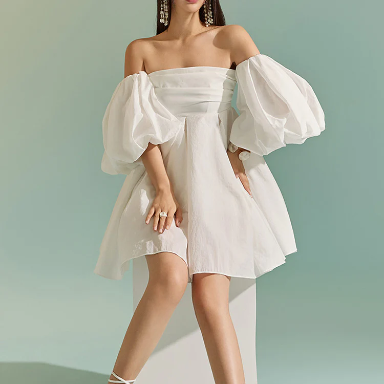 D9351 Off Shoulder Mini Dress - Image 2