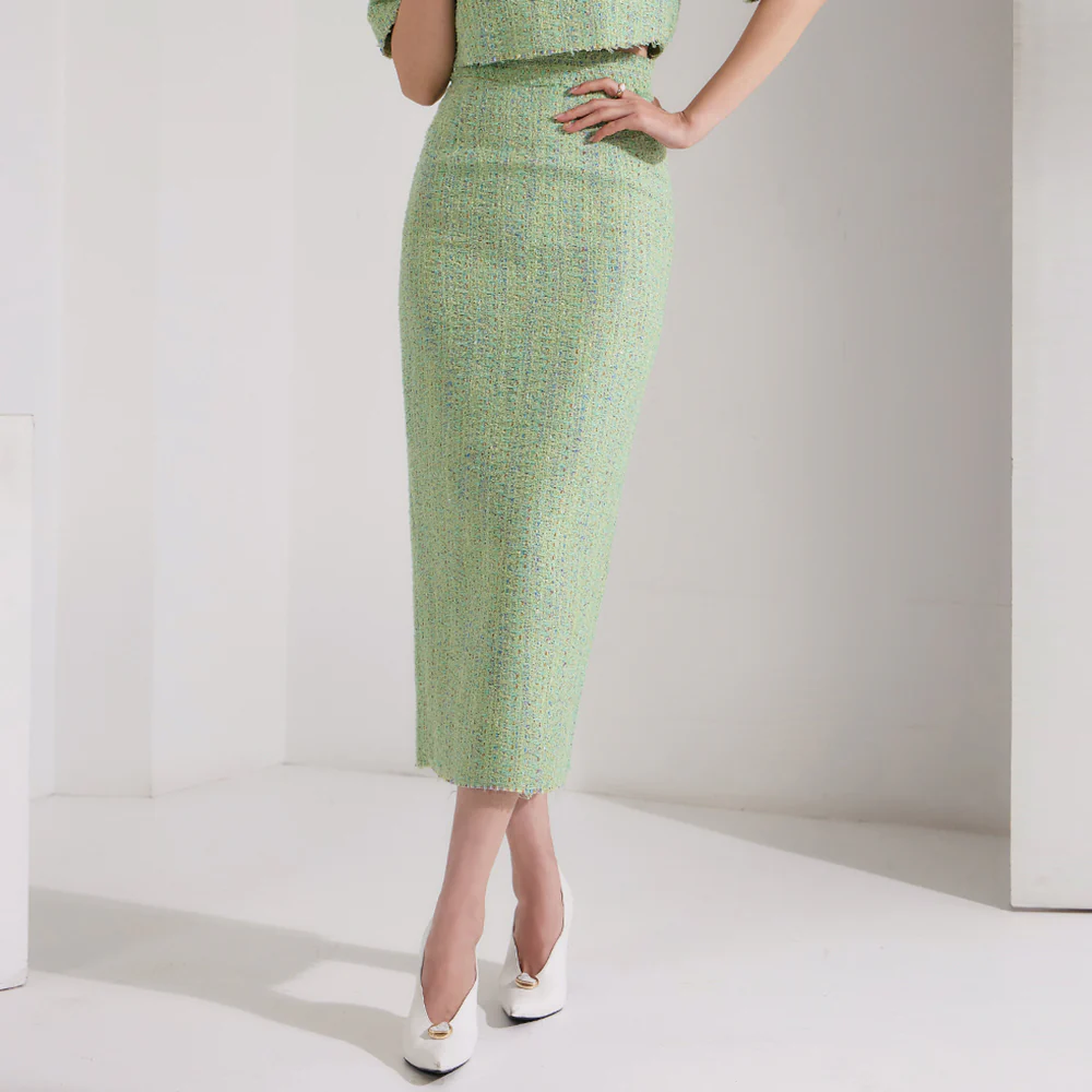 SK9188 Pastel Tweed Long Skirt - Image 2
