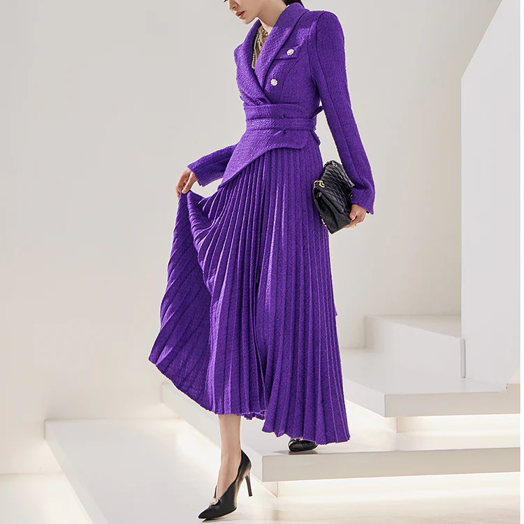 D4612 Belted Tweed Dress - Image 2